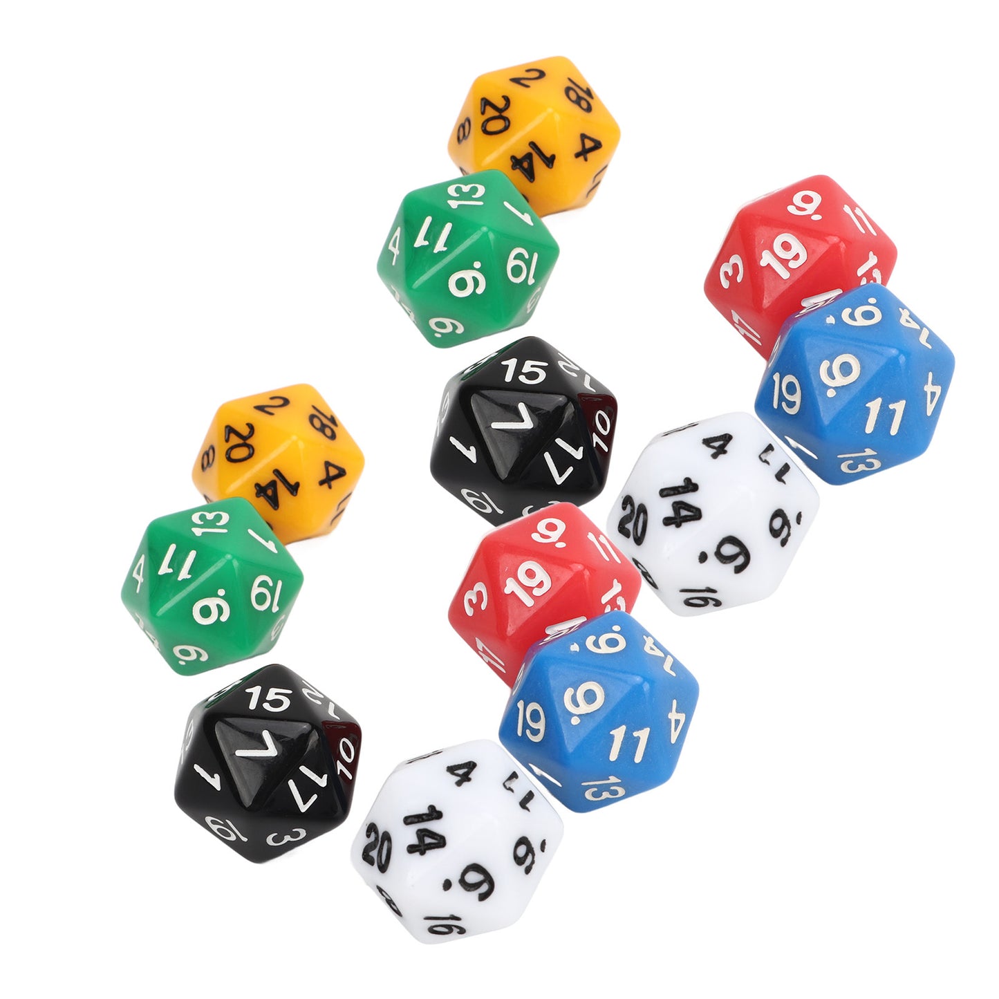 12Pcs Dice Set 6 Colors 20 Sided Plastic Teaching Dice Set for Board Games Education