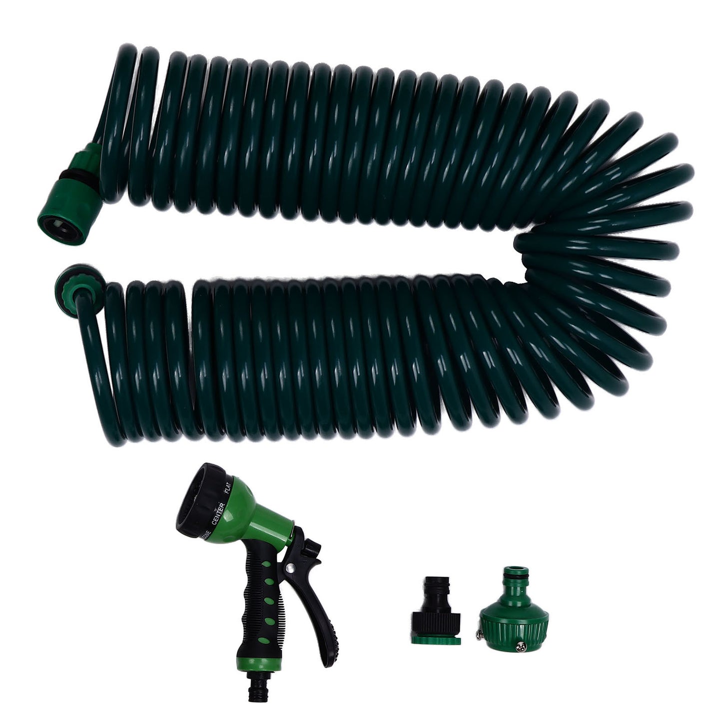 Coil Garden Water Hose 15m/49.2ft EVA 7 Modes Garden Telescopic Spring Tube for Watering Plants Gardens Lawns