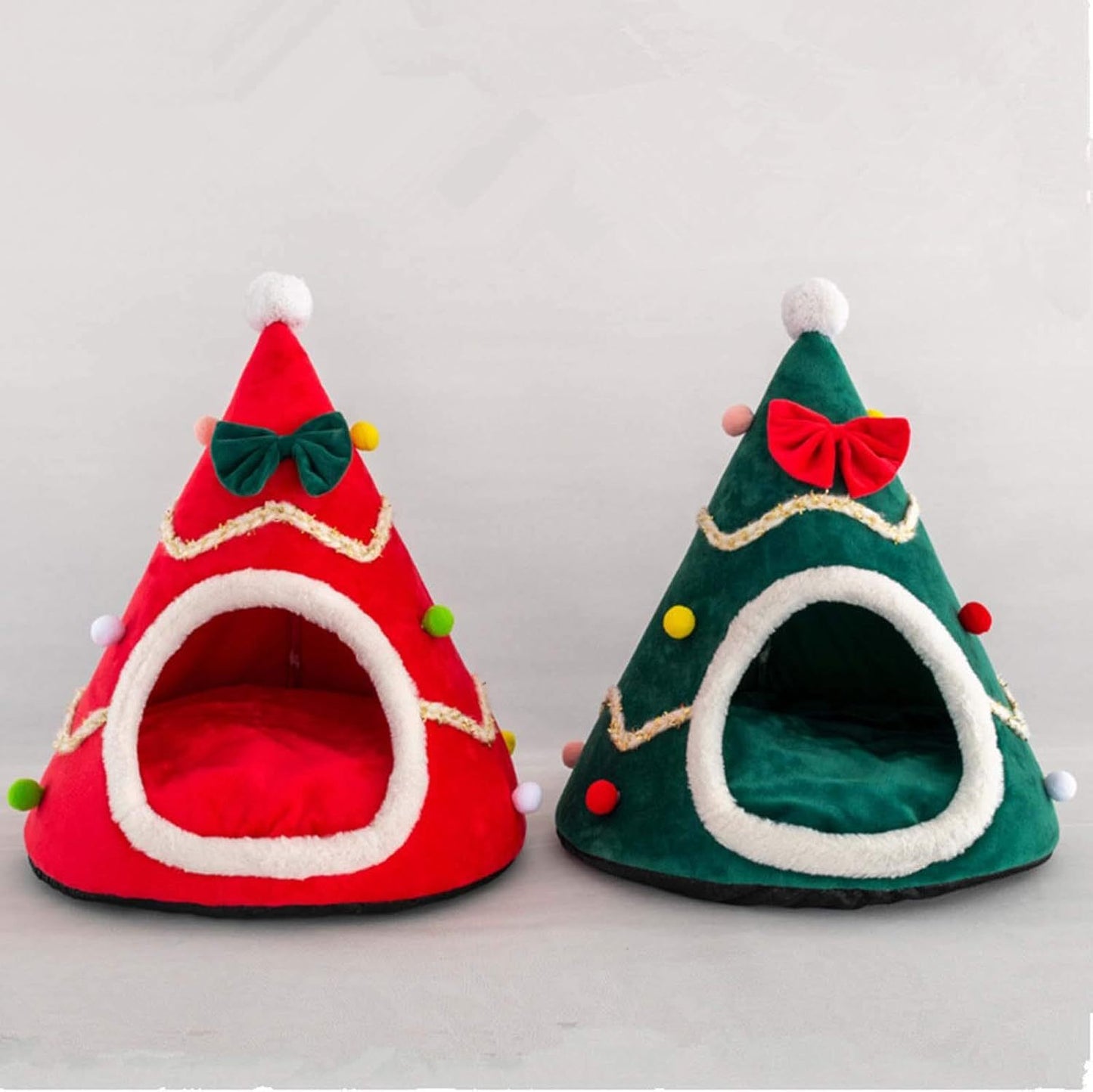 Christmas Tree Dog House Cozy Pet Cave Dog Sleeping Bed Pet Dog Tent With Removable Cushion Dog Bed For Dogs Cats