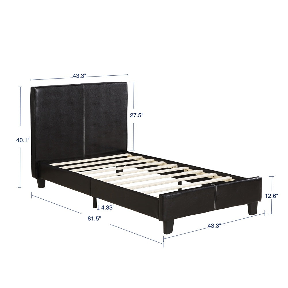 Faux Leather Upholstered Platform Bed Frame/Mattress Foundation