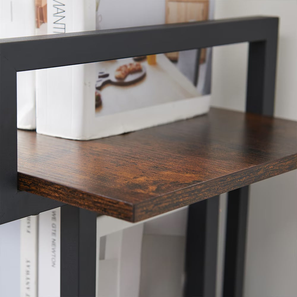 Industrial 4 Tier Bookshelf,Metal And Wood Bookcase,Open Wide Display Storage Bookshelves,for Bedroom,Living Room,Home Office, Easy Assembly