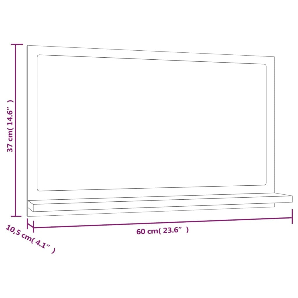 vidaXL Bathroom Mirror Smoked Oak 60x10.5x37 cm Engineered Wood