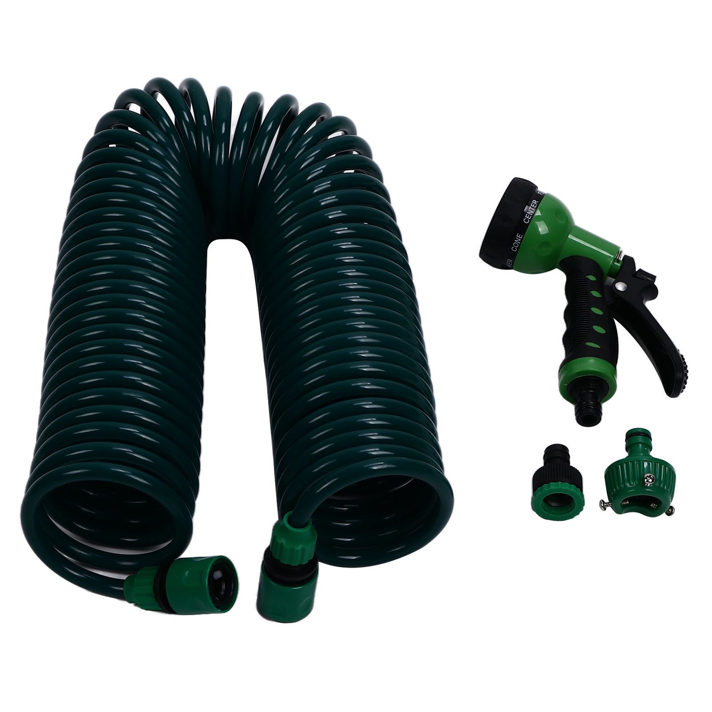 Coil Garden Water Hose 15m/49.2ft EVA 7 Modes Garden Telescopic Spring Tube for Watering Plants Gardens Lawns