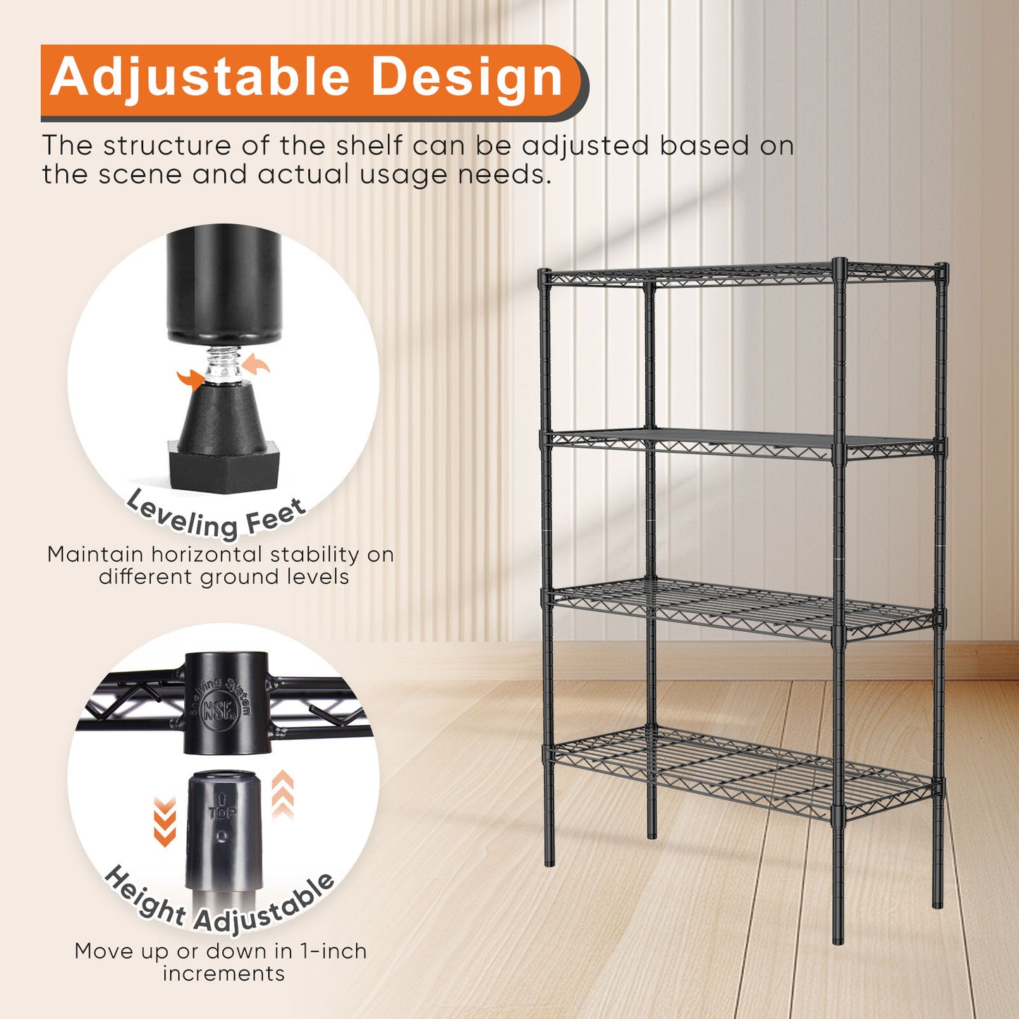 Adjustable Metal Wire Rack Heavy Vertical Rack