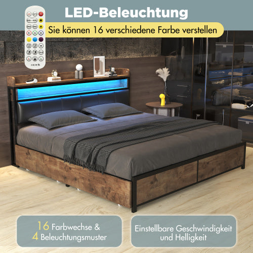 PU Wood With Slatted Frame And Headboard