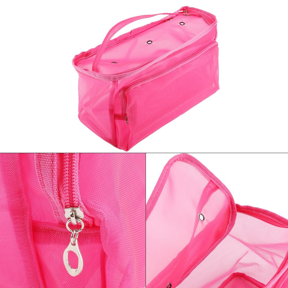 3 Holes Storage Bags Crochet Wool Small Accessories Convenient Container for Home use(Rose red)