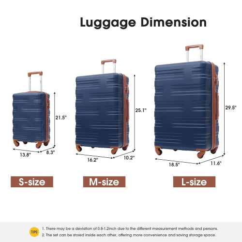 Hardshell Luggage Sets 3 Pcs Spinner Suitcase With TSA Lock Lightweight 20x24x28