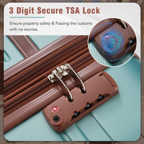 Hardshell Luggage Sets With Bags Lightweight Suitcase Double Spinner Wheels With TSA Lock ,Single Vintage Luggage 24 IN,Green