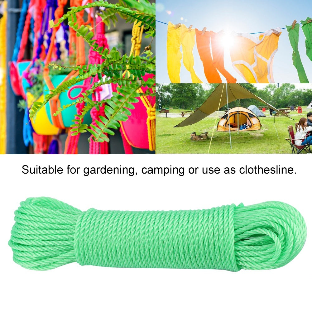 20m Nylon Rope Lines Cord Clothesline Garden Camping Outdoors (Green)