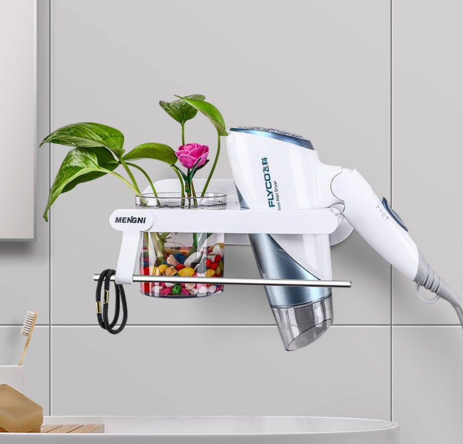 Hair dryer rack storage rack bathroom universal hair dryer rack free punching multi-function bathroom rack
