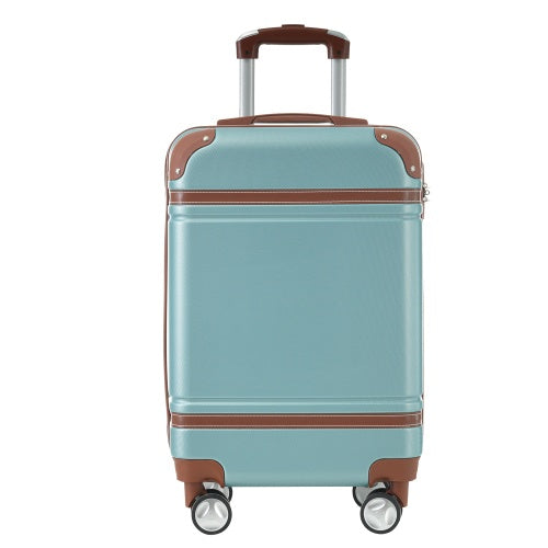 Hardshell Luggage Sets With Bags Lightweight Suitcase Double Spinner Wheels With TSA Lock ,Single Vintage Luggage 24 IN,Green