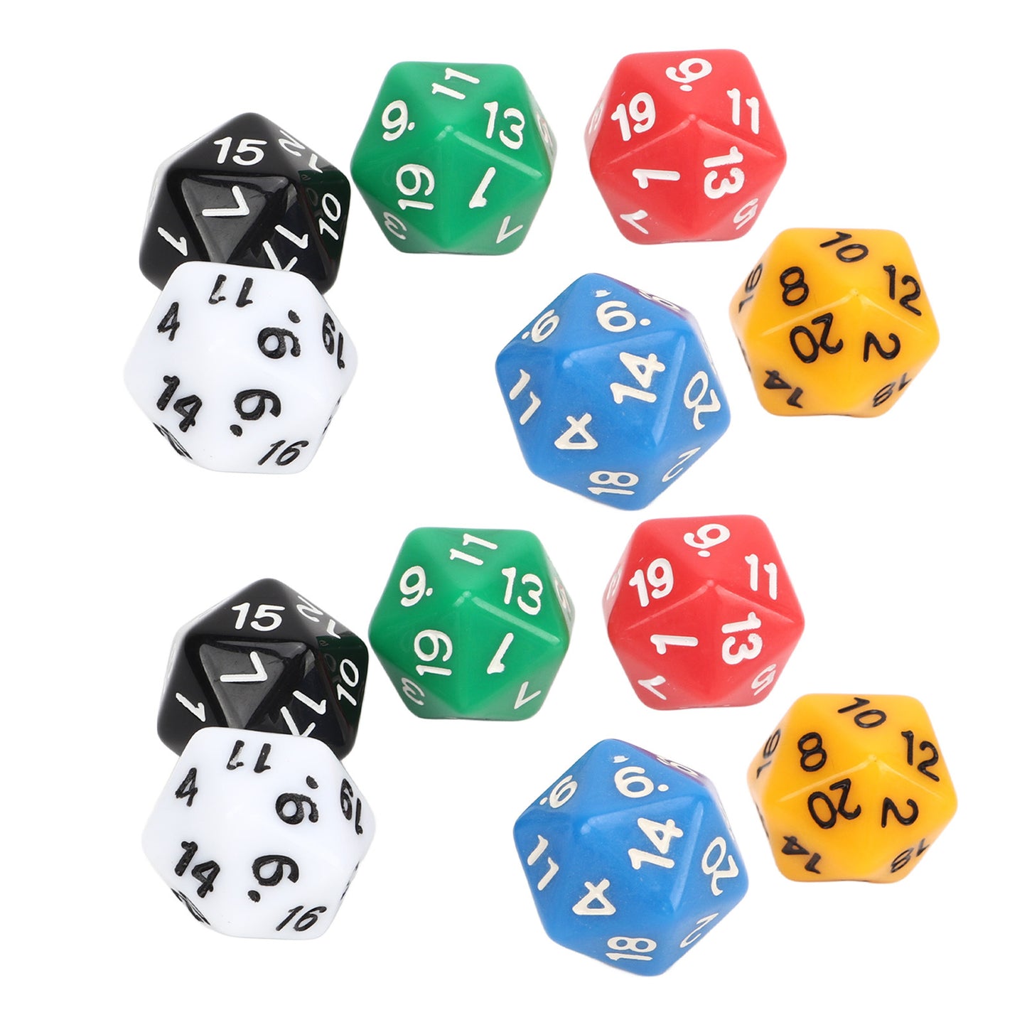 12Pcs Dice Set 6 Colors 20 Sided Plastic Teaching Dice Set for Board Games Education