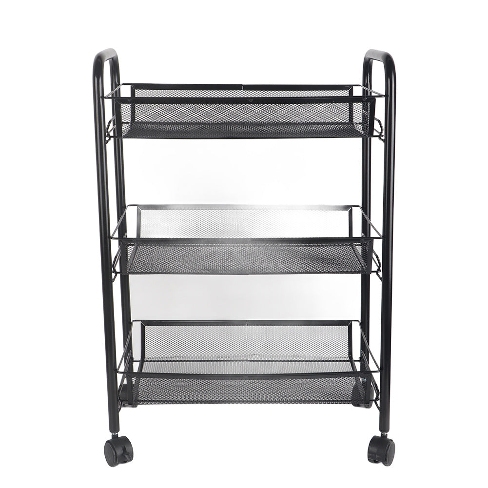 Metal Storage Rack with Wheel Stainless Steel Mobile Utility Cart for Bathroom Kitchen Vegetable White 3 Layers