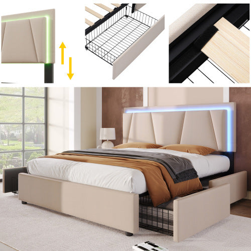 Wooden Storage Bed Bed Frame   Size 140cmx200cm