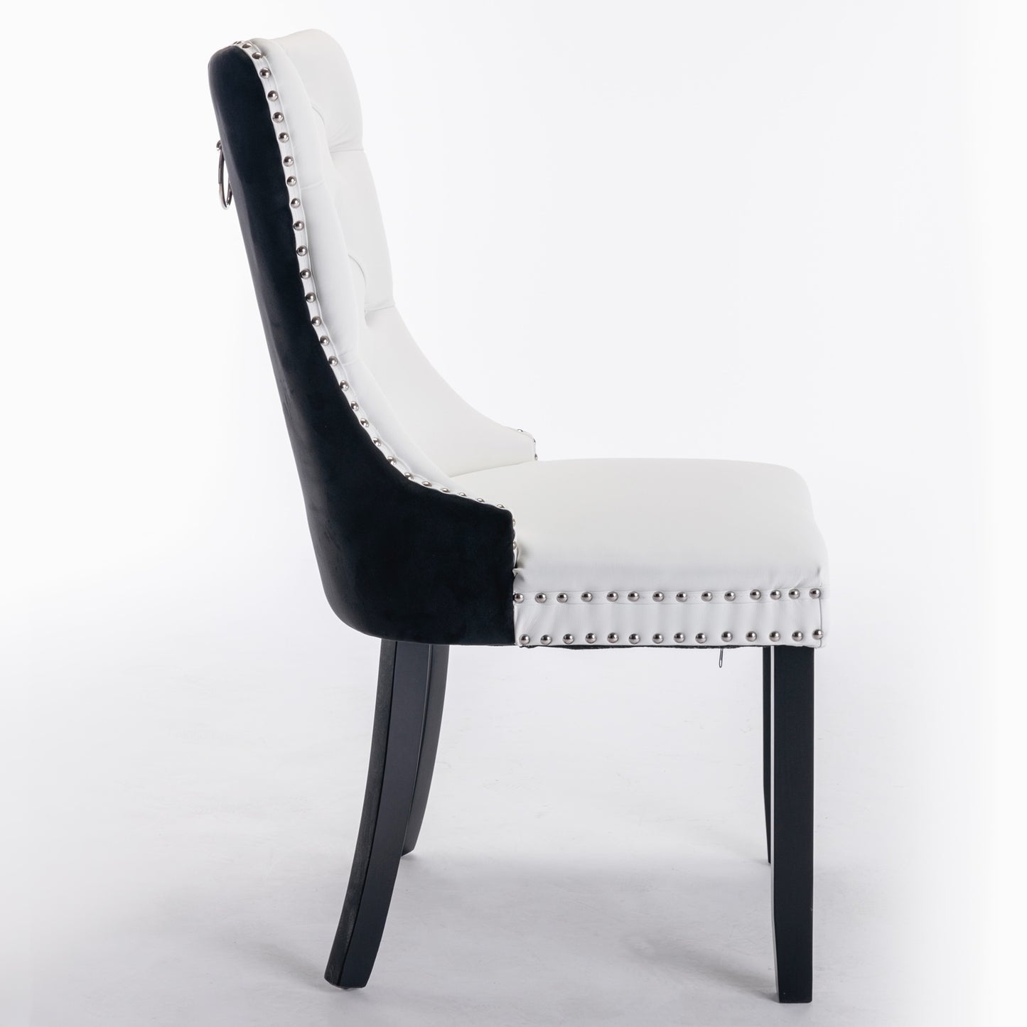 A&A Furniture Nikki   Modern Tufted Solid Wood PU  Velvet Chair