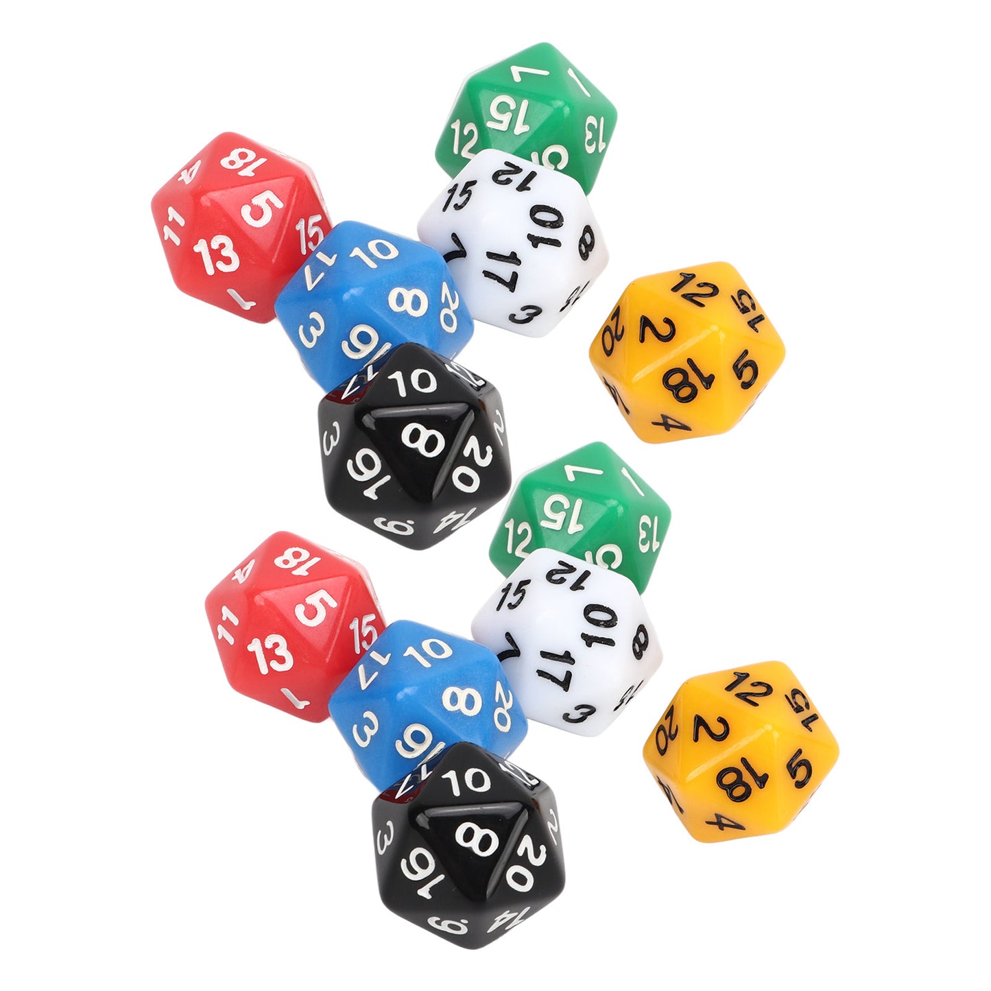12Pcs Dice Set 6 Colors 20 Sided Plastic Teaching Dice Set for Board Games Education