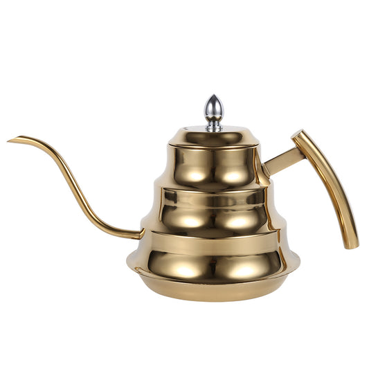 Bamboo Joint Design Stainless Steel Gooseneck Coffee Kettle Drip Pot Maker Infusion (Gold)
