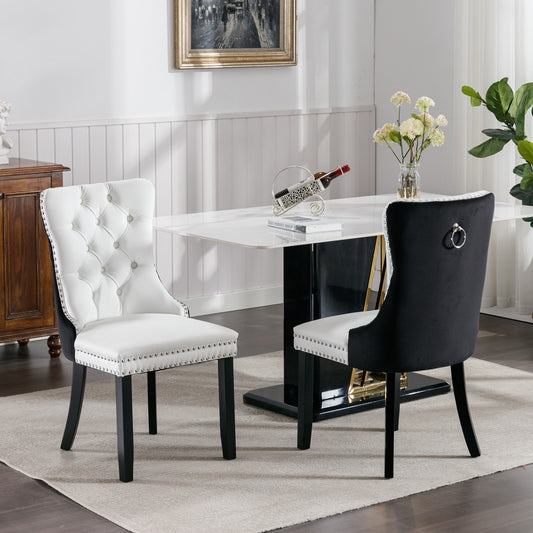 A&A Furniture Nikki   Modern Tufted Solid Wood PU  Velvet Chair