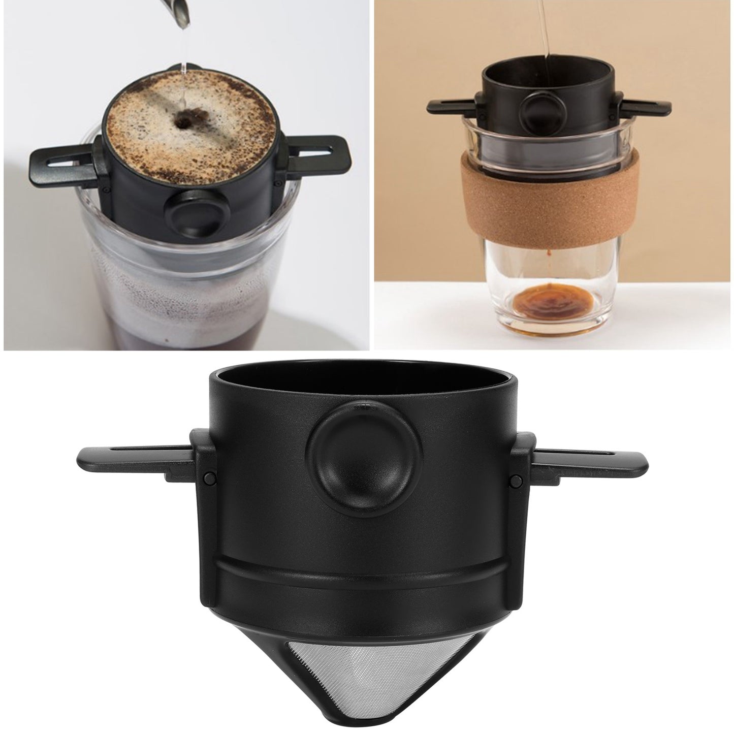 Portable Reusable Stainless Steel Drip Coffee Filter Strainer Holder Coffee Machine Accessory
