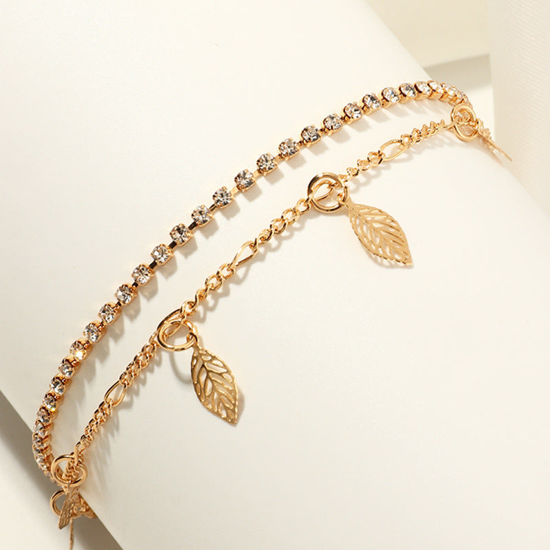 Beach style dolphin leaf pendant foot ornament