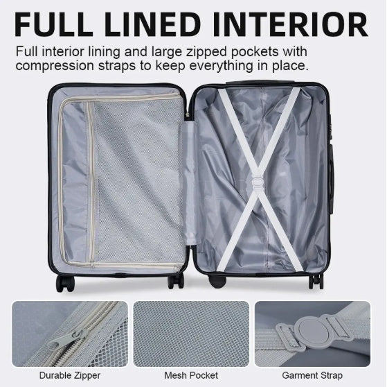 3pcs Luggage Set   Lightweight Hard Shell Suitcase Set With Double Spinner Wheels, Large Capacity, Includes 3pc U-Shaped Travel Pillow Set, Perfect For Business  Family Trips