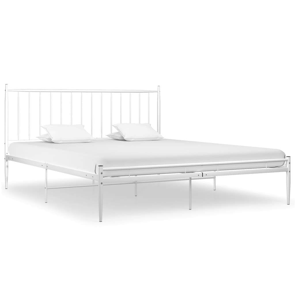 vidaXL Bed Frame without Mattress White Metal 200x200 cm