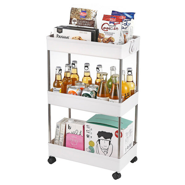 3-ply Plastic Storage Trolley Wide Version - White