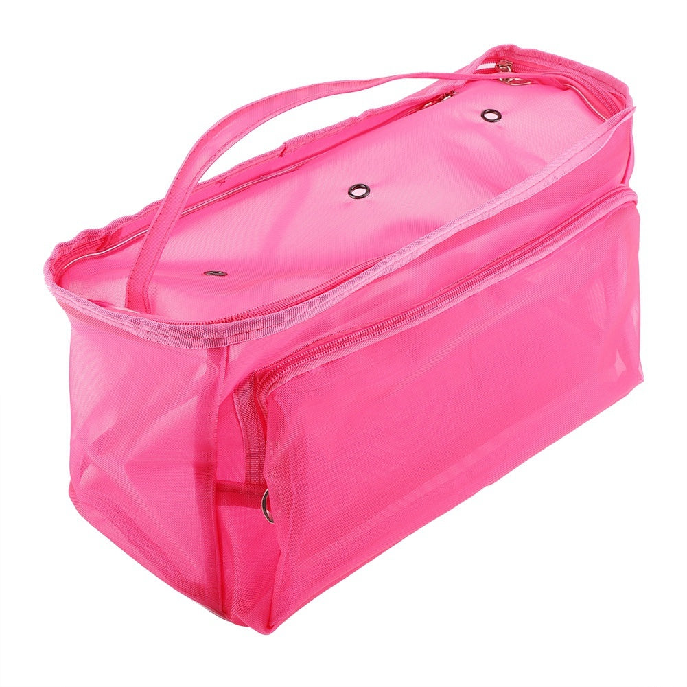 3 Holes Storage Bags Crochet Wool Small Accessories Convenient Container for Home use(Rose red)