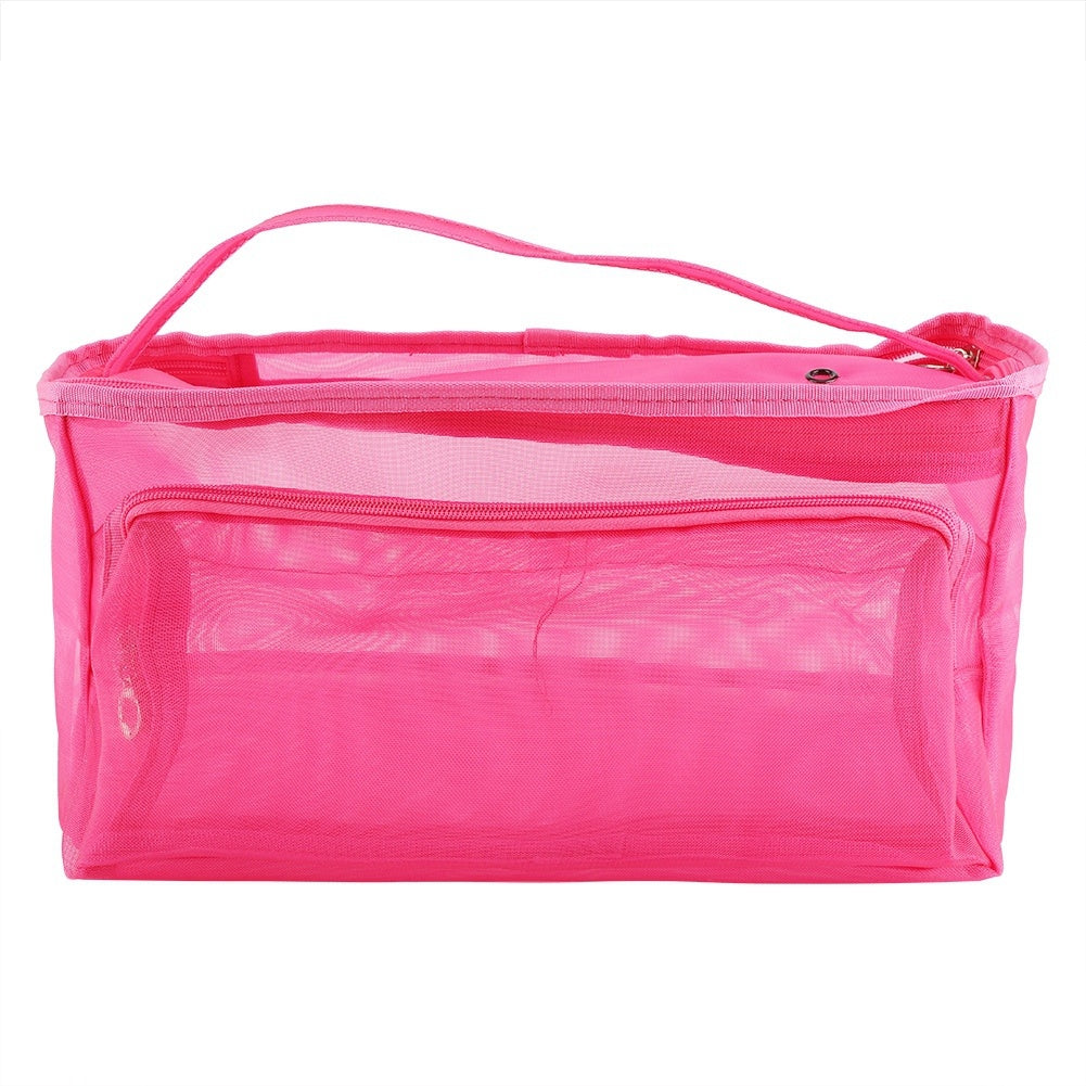 3 Holes Storage Bags Crochet Wool Small Accessories Convenient Container for Home use(Rose red)