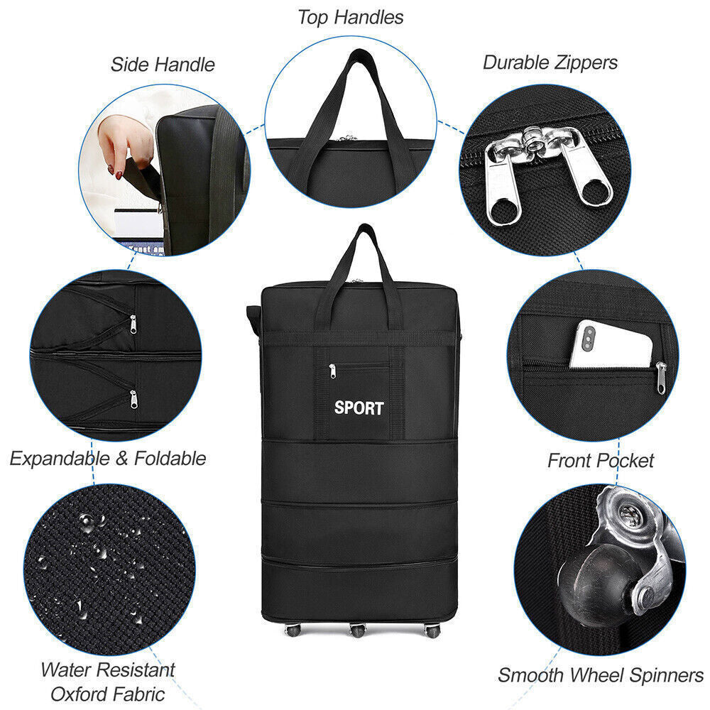 42 6 Wheels Extra Large Lightweight Luggage Trolley Suitcase Travel Bag Handbag