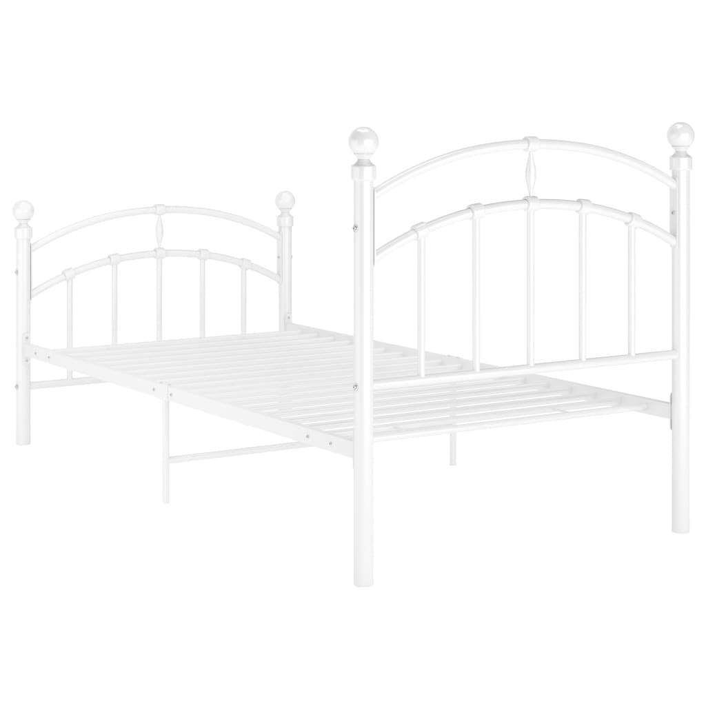 vidaXL Bed Frame without Mattress White Metal 90x200 cm
