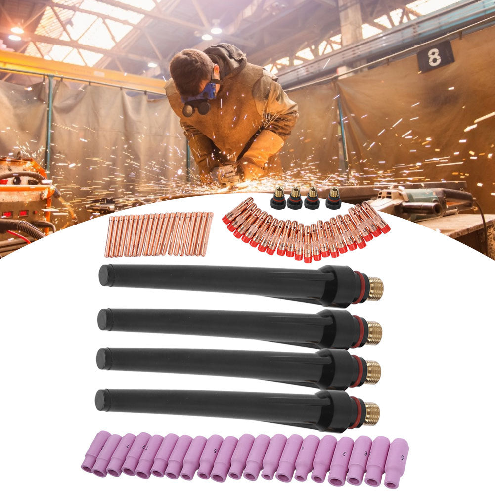 68Pcs TIG Welding Torch Kit Gas Lens Back Cover Weld Nozzle Accessories WP‑17/18/26