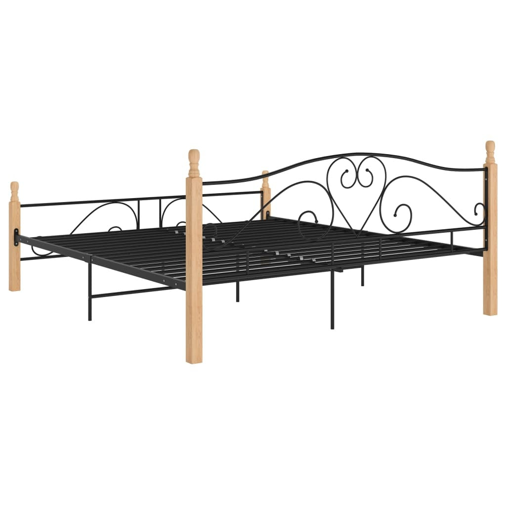 vidaXL Bed Frame without Mattress Black Metal 200x200 cm