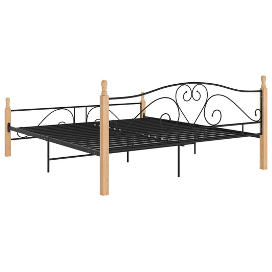 vidaXL Bed Frame without Mattress Black Metal 200x200 cm