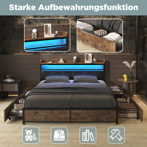 PU Wood With Slatted Frame And Headboard
