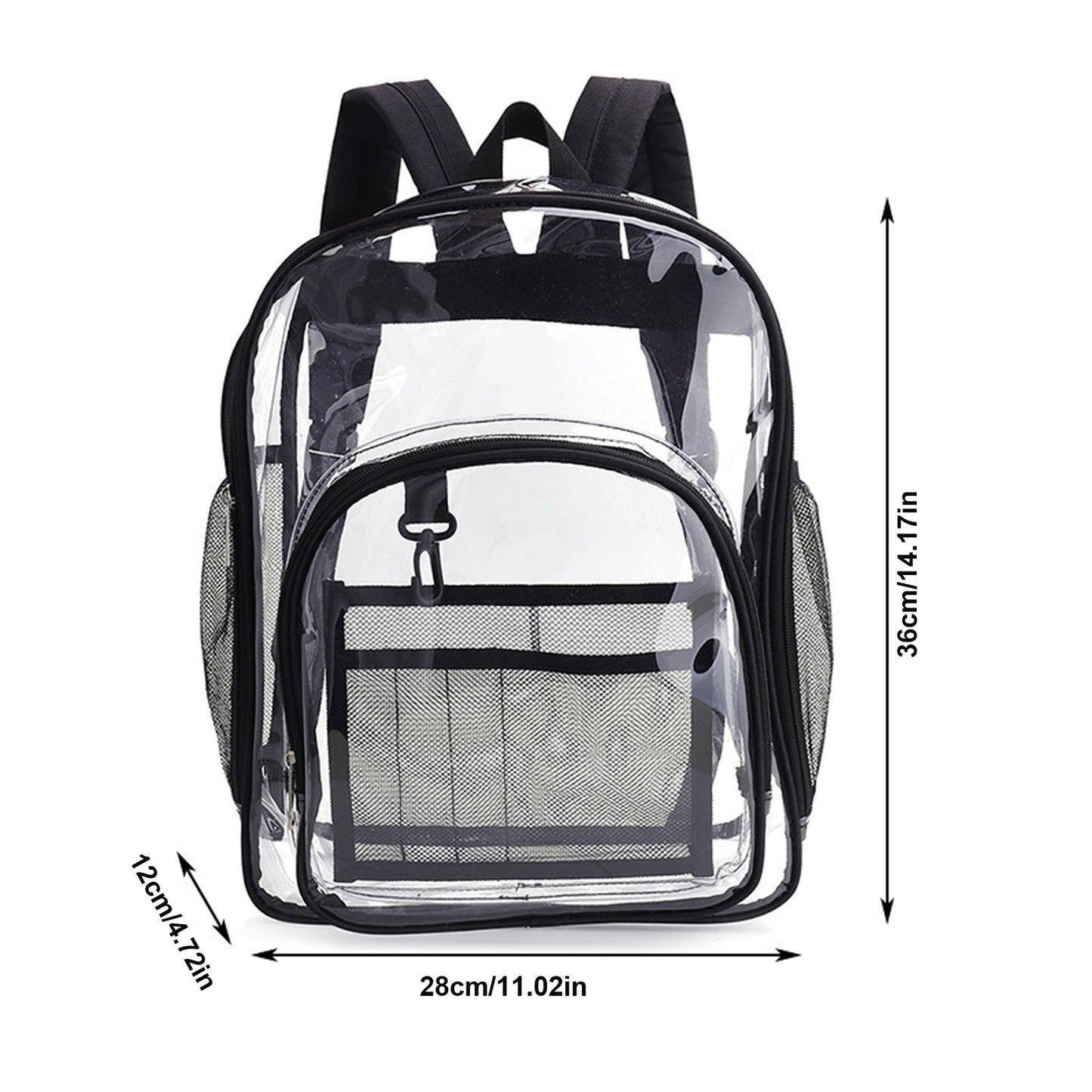 Laptop Backpack School Bags Black Transparent PVC Waterproof Large Capacity for School College Student 36x28x12cm