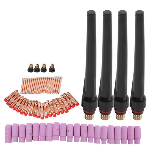 68Pcs TIG Welding Torch Kit Gas Lens Back Cover Weld Nozzle Accessories WP‑17/18/26
