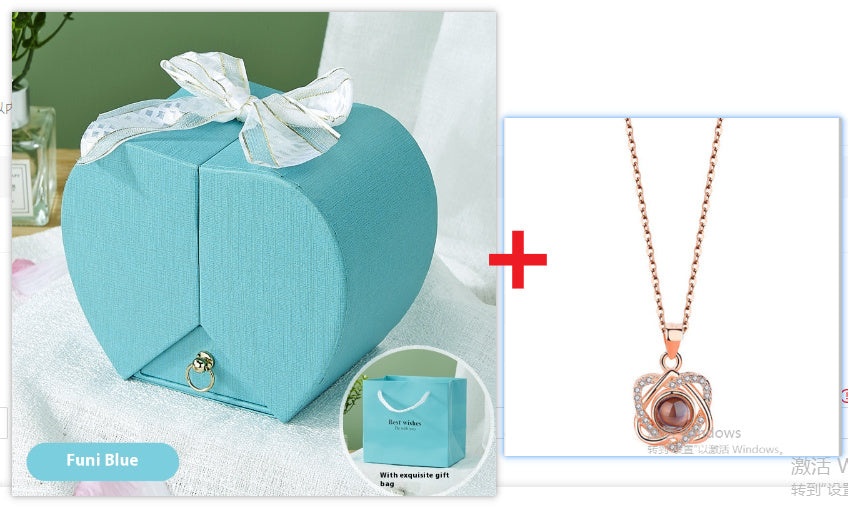 Apple Rose Jewelry Box Necklace Ring Ornament For Friends Christmas Valentine's Day