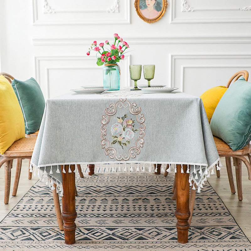Cotton And Linen Simple Rectangular Dining Table Cloth