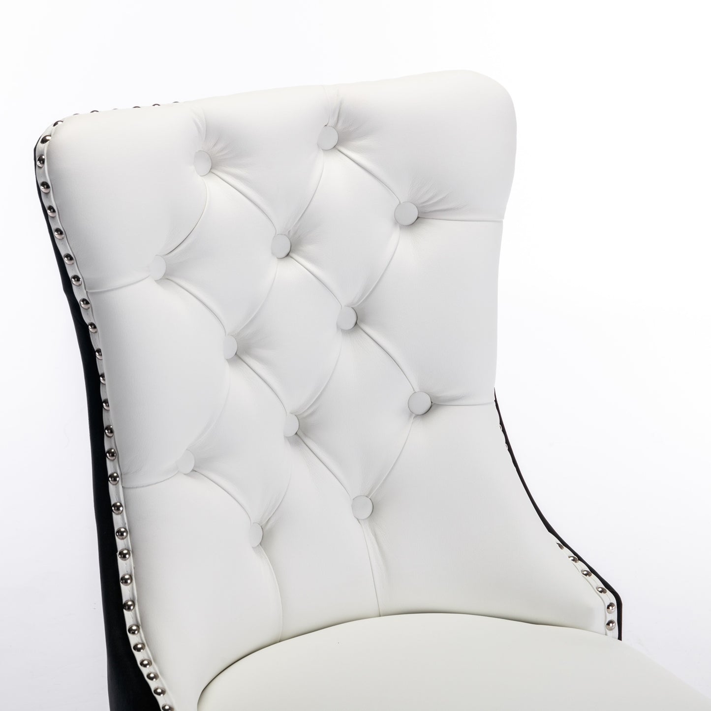 A&A Furniture Nikki   Modern Tufted Solid Wood PU  Velvet Chair