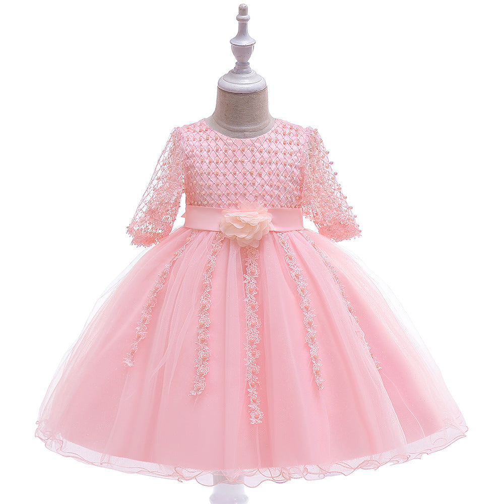 Girls Hand Beaded Girls Dress Mesh Princess